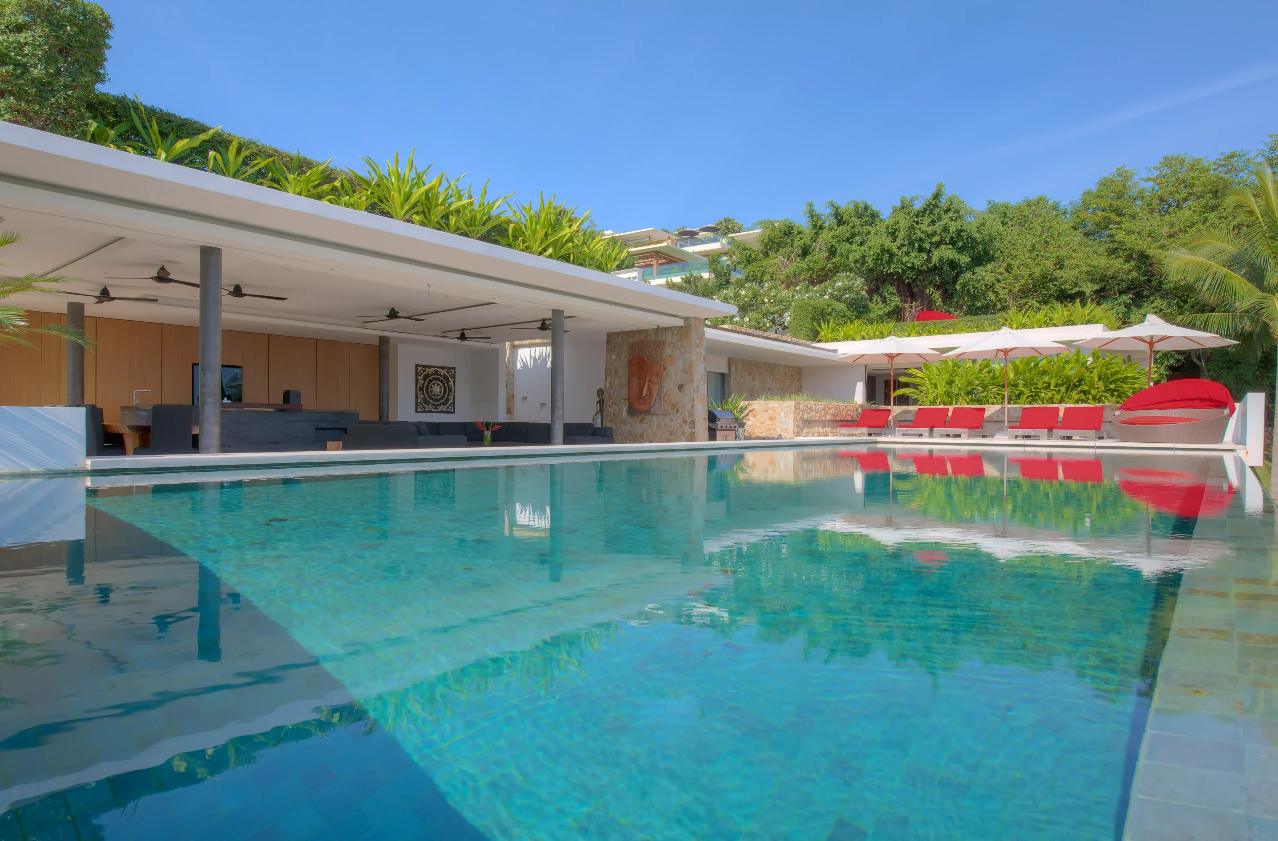 Pool corner with outdoor seating at luxury villa, Chaweng Noi, Koh Samui
