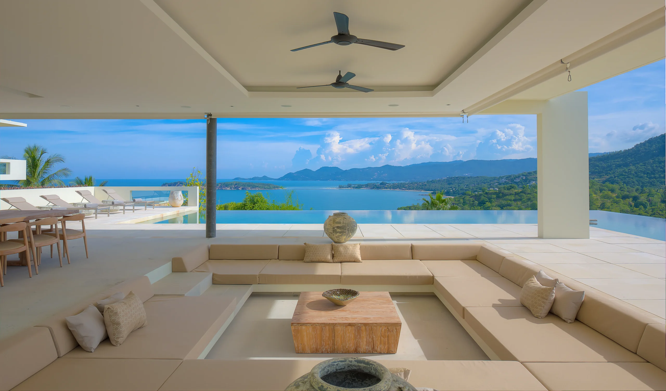 Luxury villa lounge with panoramic sea view, Chaweng Noi, Koh Samui