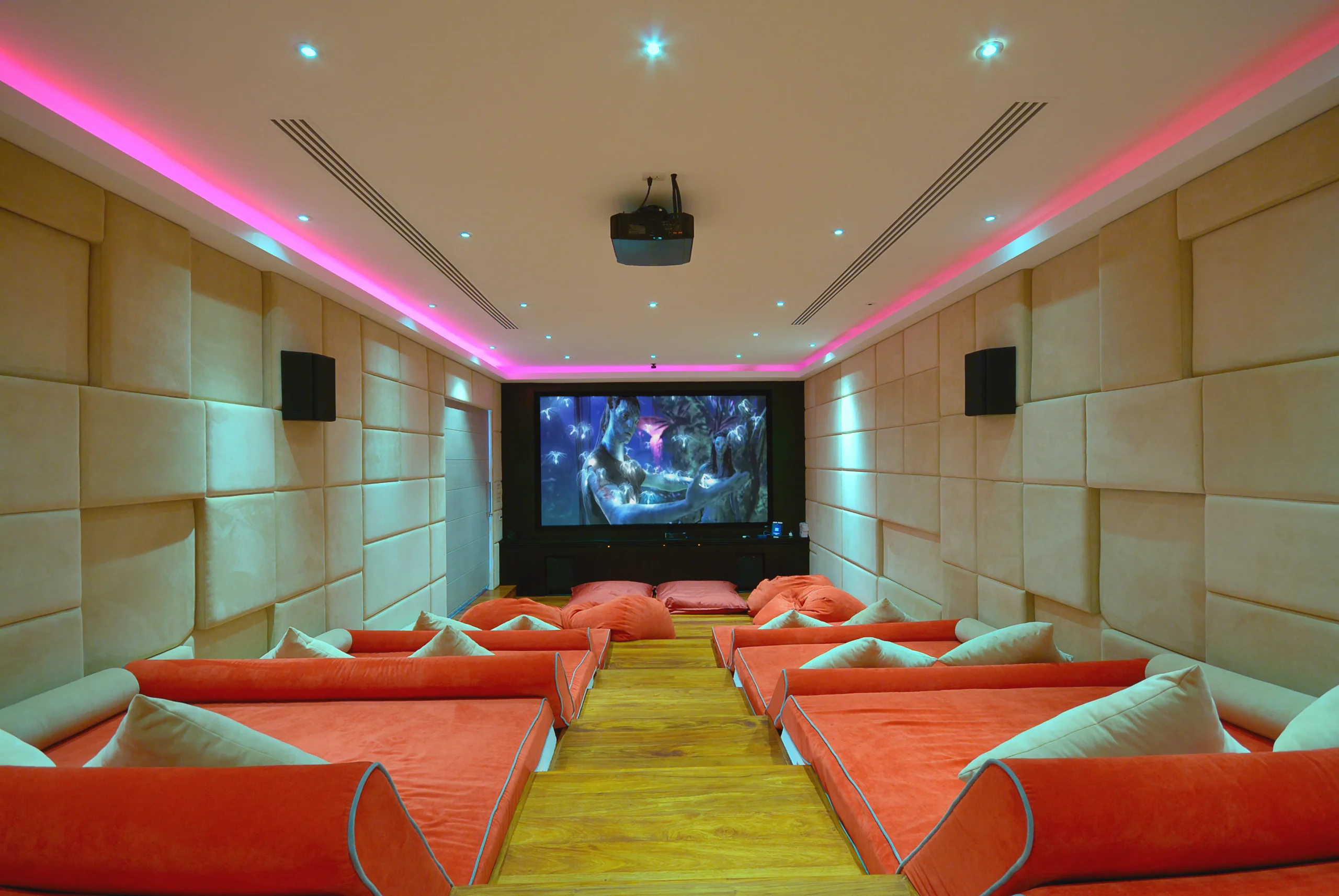 Private cinema with tiered seating in luxury villa, Bophut Hills, Koh Samui