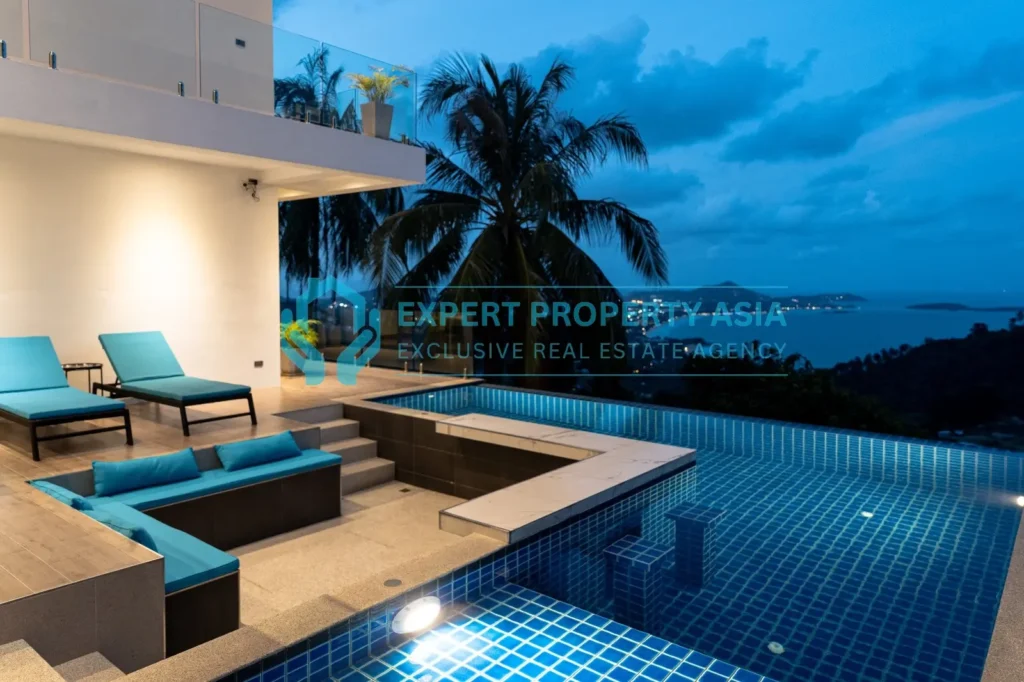 Pool and terrace — 5-bed sea view villa in Chaweng Noi, Koh Samui