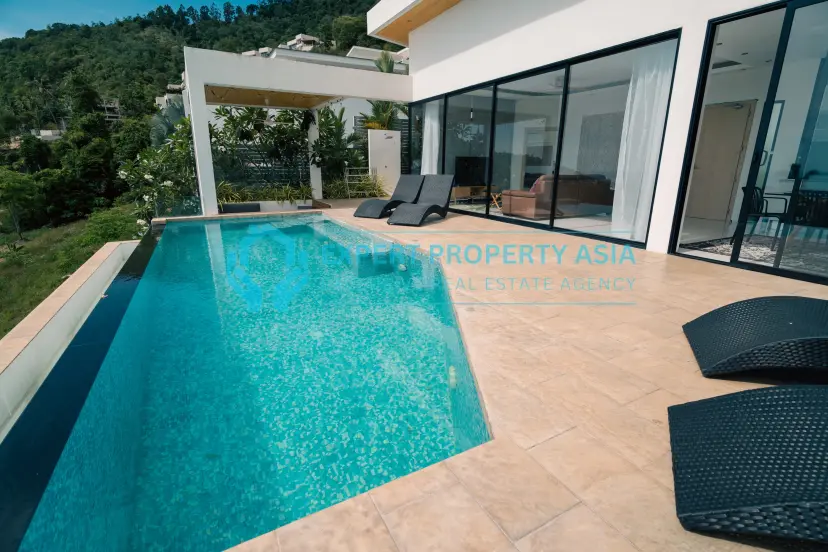 Modern Infinity Pool at Luxury Panoramic Sea View Villa Koh Samui